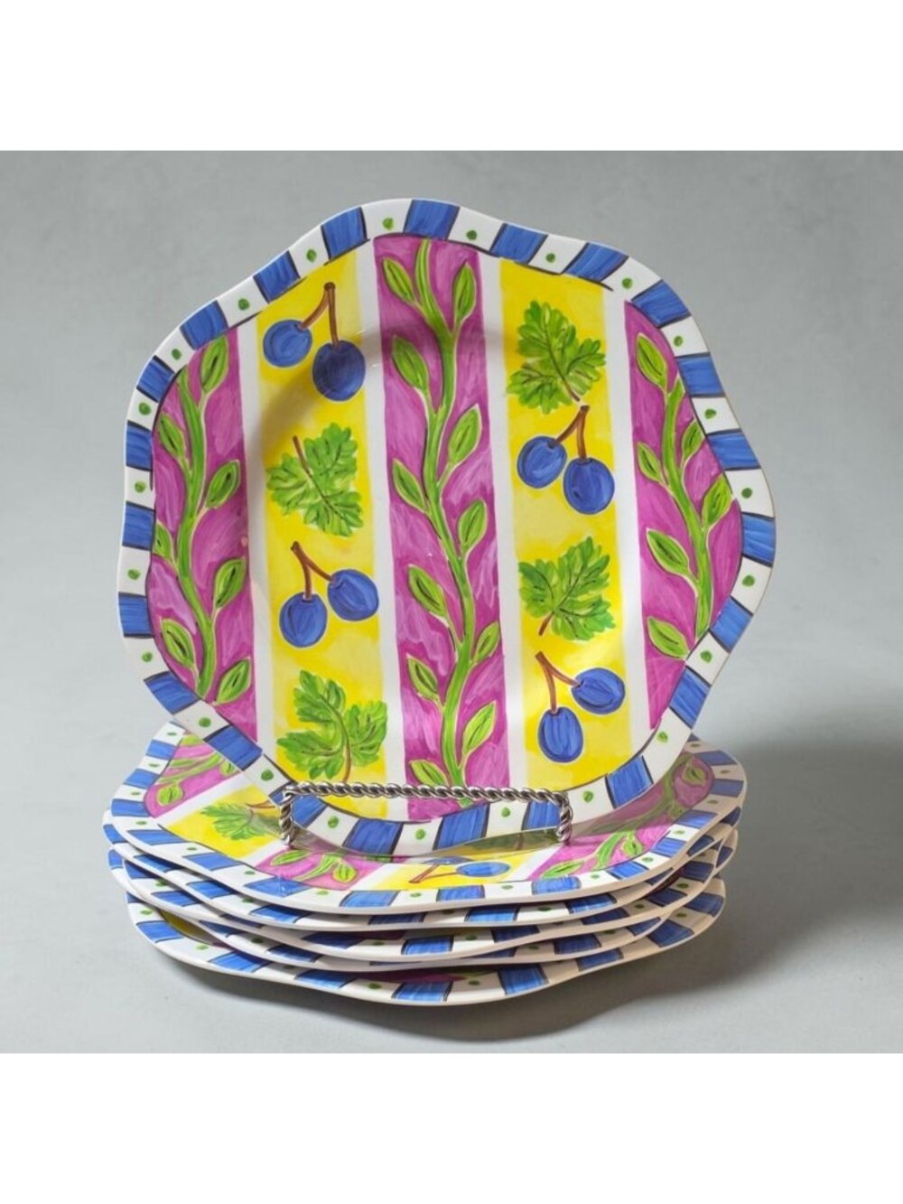 Trudeau Morelli Melamine Fruit Salad Plates Set of 6